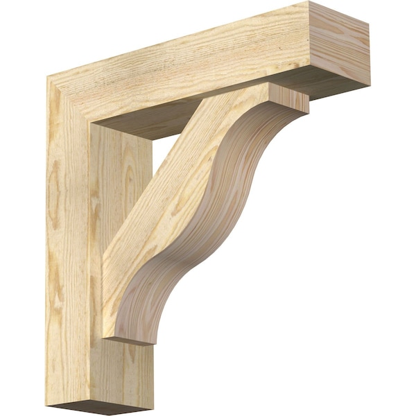 Ekena Millwork Funston Block Rough Sawn Bracket w/ Offset Brace, Douglas Fir, 6"W x 22"D x 22"H BKT0604X22X22FST05RDF - main